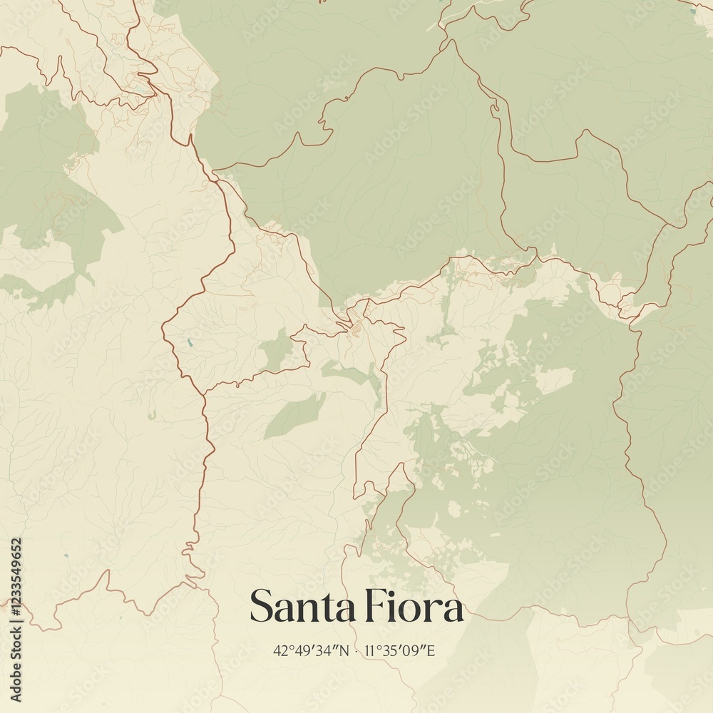Obraz premium Vintage map of Santa Fiora, Italy.