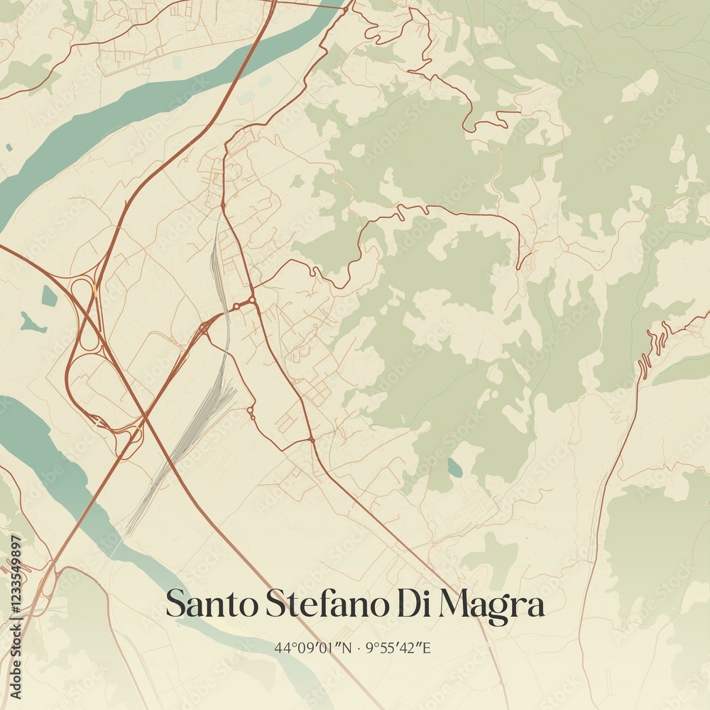 Fototapeta premium Vintage map of Santo Stefano Di Magra, Italy.