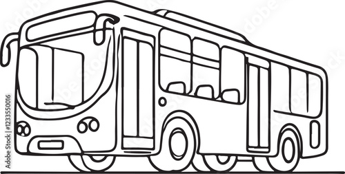 Minimalist Line Drawing of Bus Design