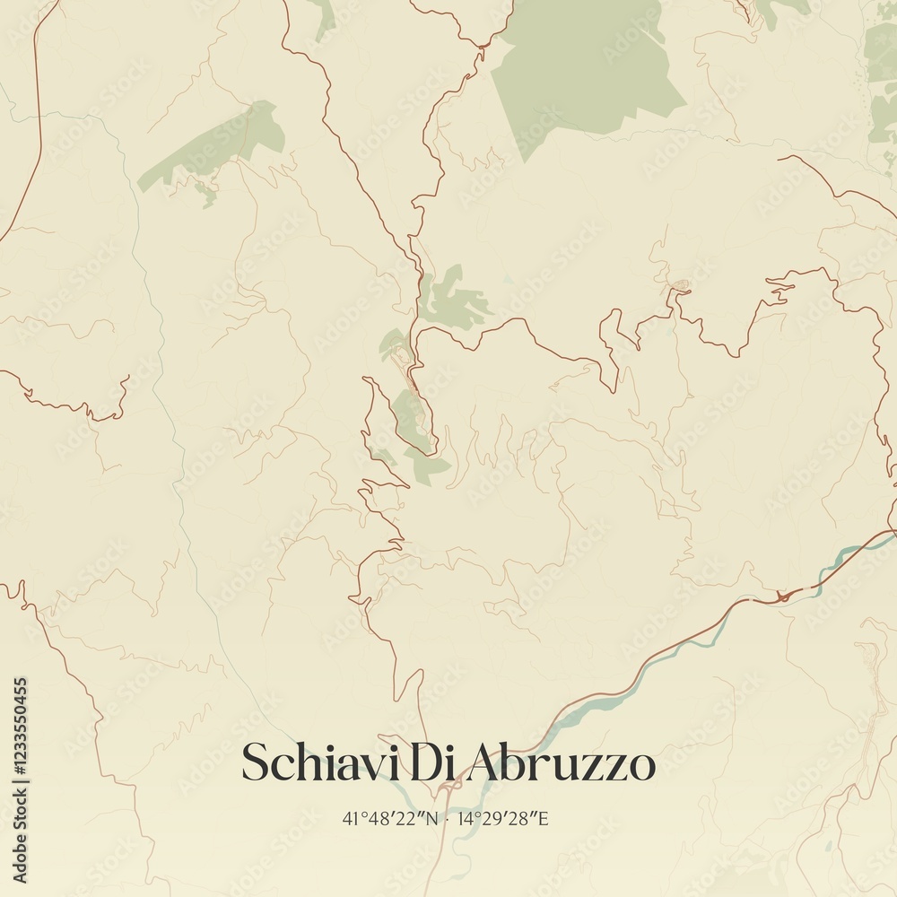 Fototapeta premium Vintage map of Schiavi Di Abruzzo, Italy.