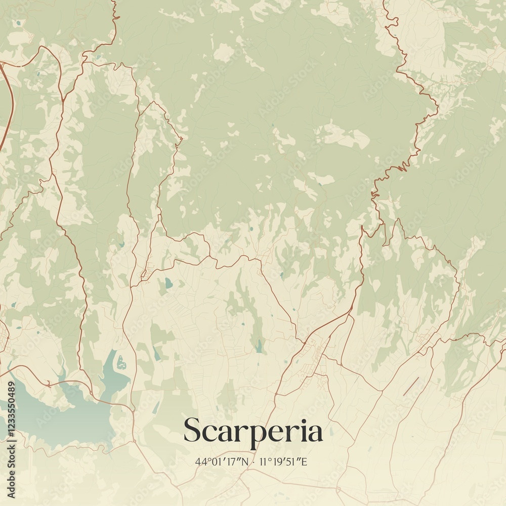 Fototapeta premium Vintage map of Scarperia, Italy.