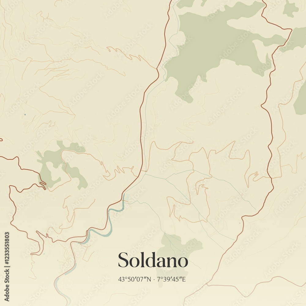 Obraz premium Vintage map of Soldano, Italy.