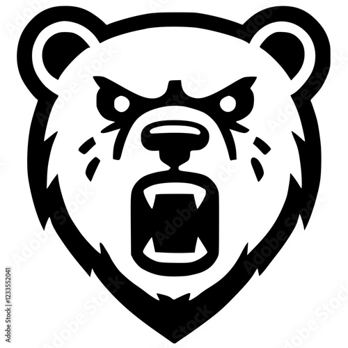 Simple angry bear face silhouette