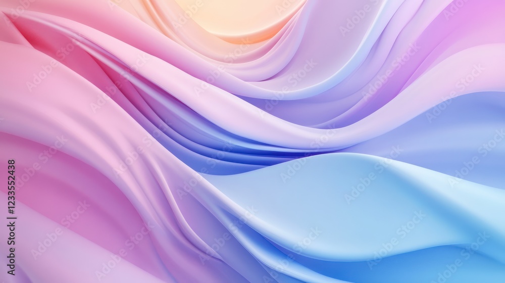 Fototapeta premium abstract background with waves of pink and blue pastel colors, wavy shapes
