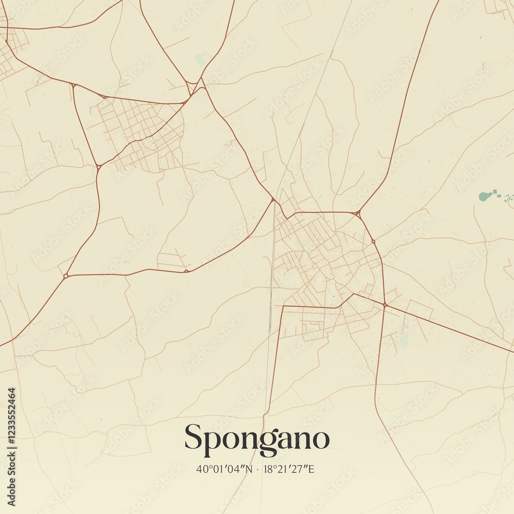Obraz premium Vintage map of Spongano, Italy.