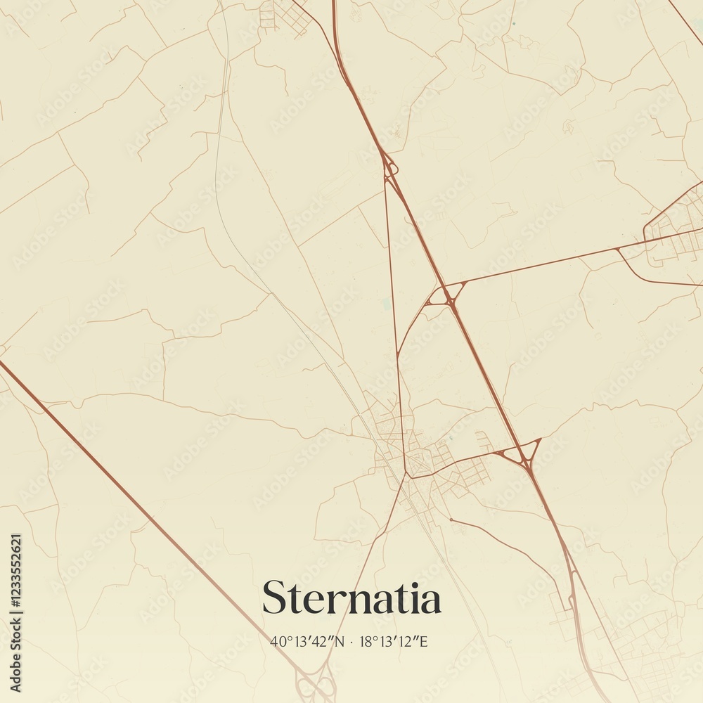 Fototapeta premium Vintage map of Sternatia, Italy.