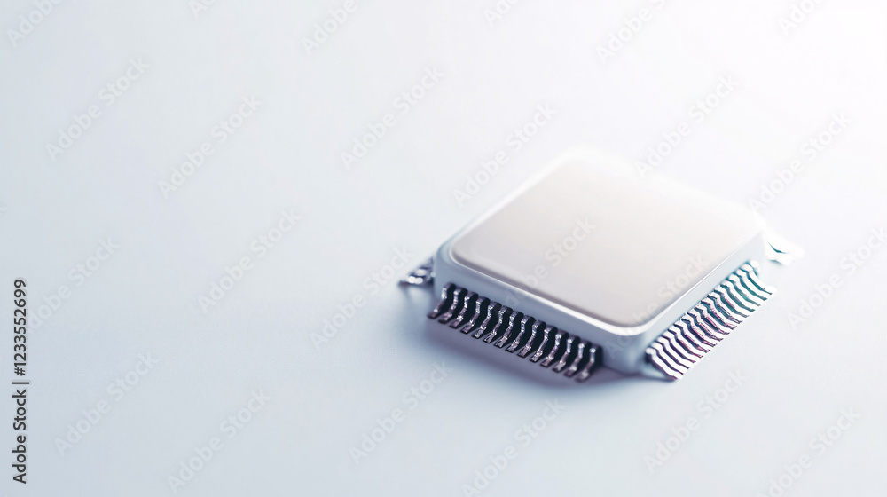 closeup of a microchip on a white background with a soft and moody feel closeup of a microchip on a white background with a soft and moody feel