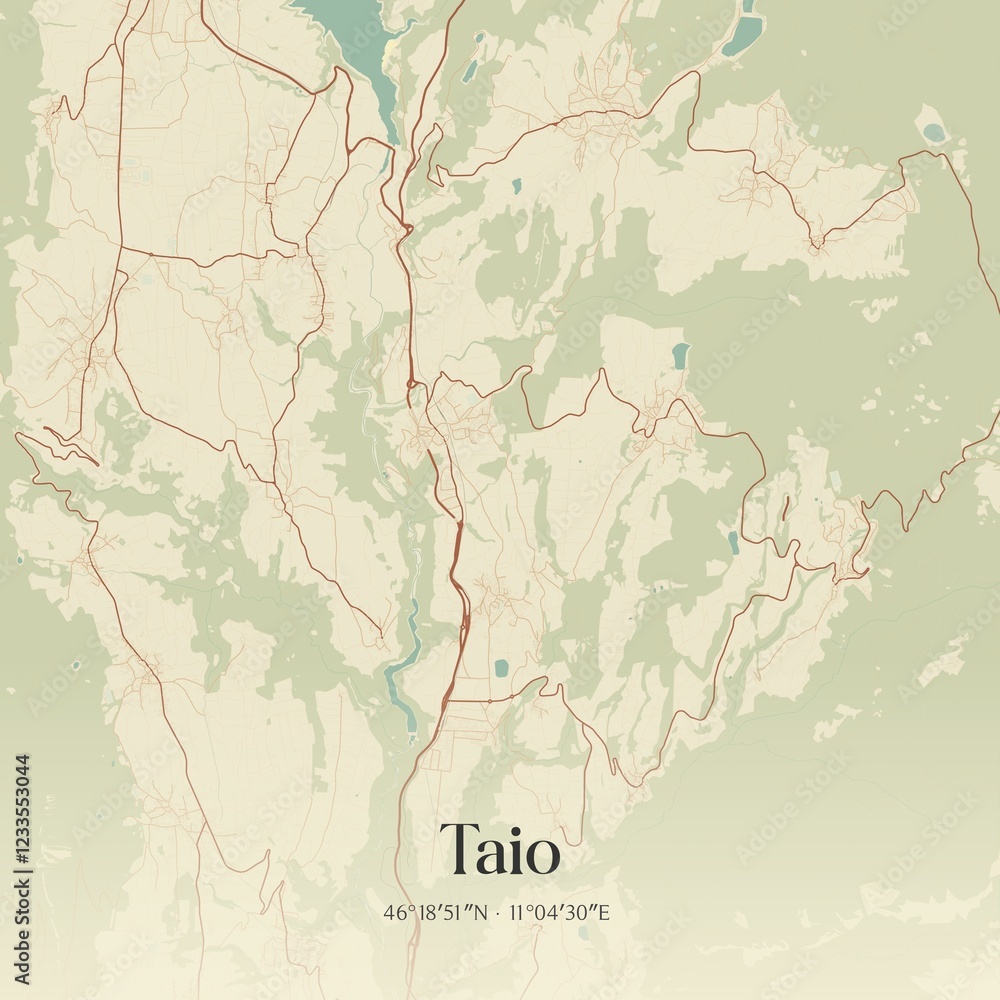 Fototapeta premium Vintage map of Taio, Italy.