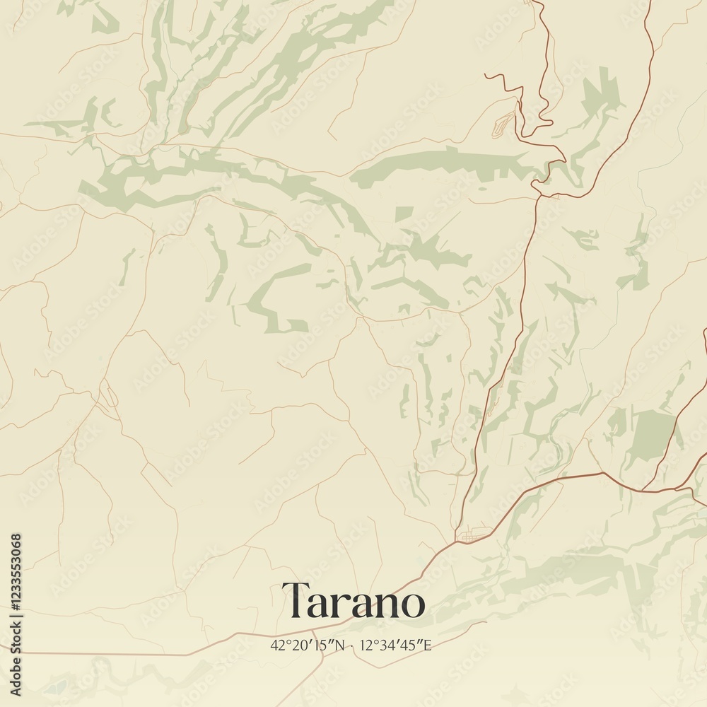 Fototapeta premium Vintage map of Tarano, Italy.