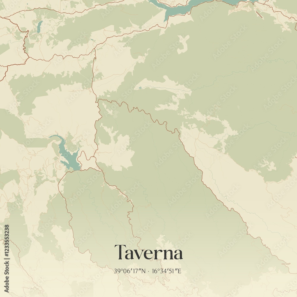 Fototapeta premium Vintage map of Taverna, Italy.