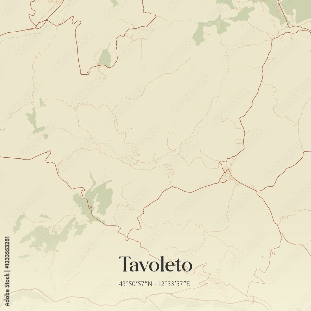 Obraz premium Vintage map of Tavoleto, Italy.