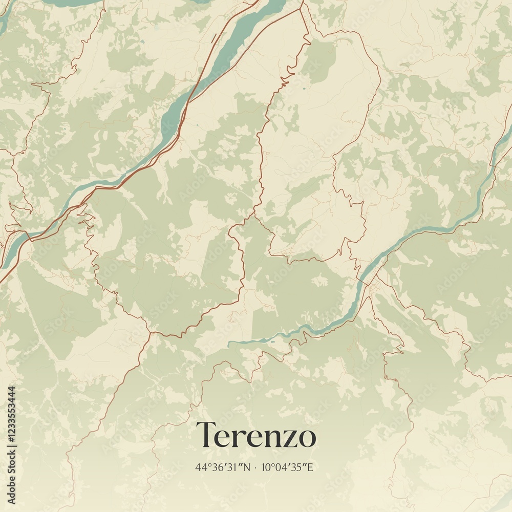 Naklejka premium Vintage map of Terenzo, Italy.