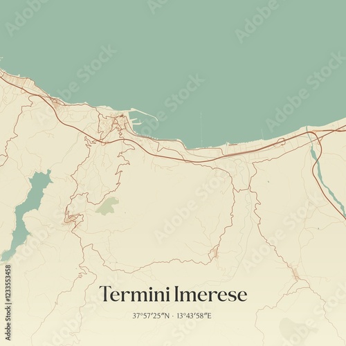 фотографія Vintage map of Termini Imerese, Italy.