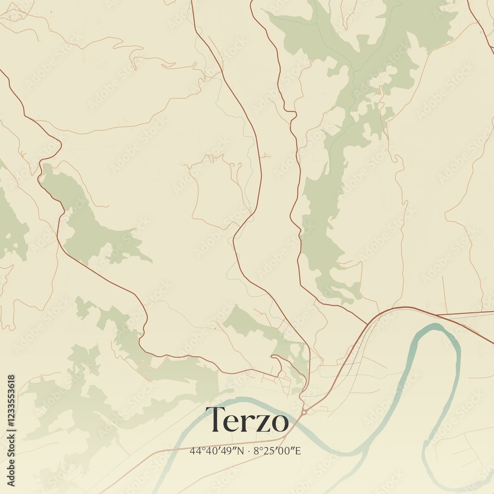 Naklejka premium Vintage map of Terzo, Italy.
