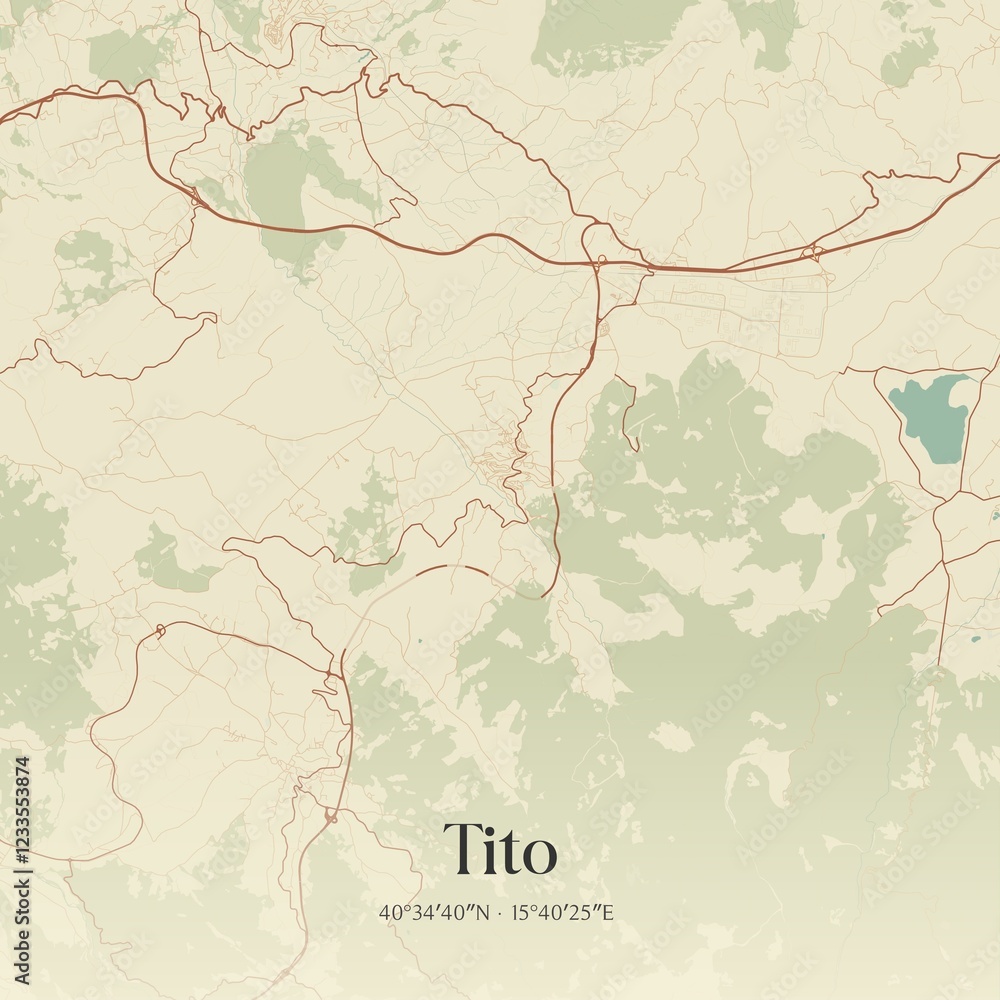 Fototapeta premium Vintage map of Tito, Italy.