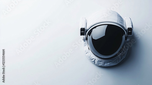 white astronaut helmet with black visor isolated on white background  close up minimalistic 3d rendering  space exploration  astronaut gear  space suit