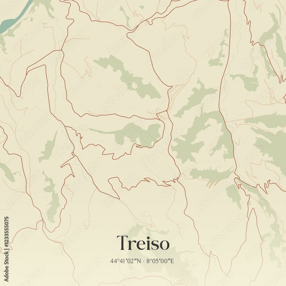 Fototapeta premium Vintage map of Treiso, Italy.