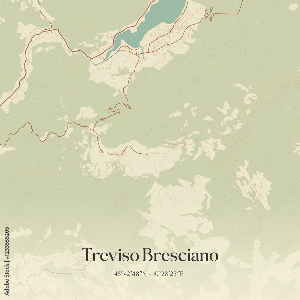 Obraz premium Vintage map of Treviso Bresciano, Italy.