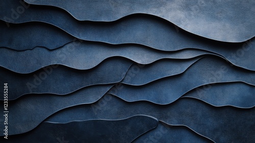 Abstract blue background with wavy lines. 3d render illustration.