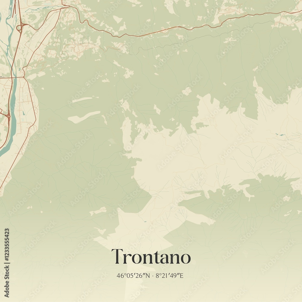 Obraz premium Vintage map of Trontano, Italy.
