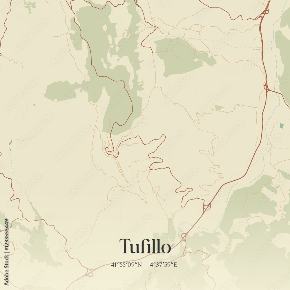 Obraz premium Vintage map of Tufillo, Italy.