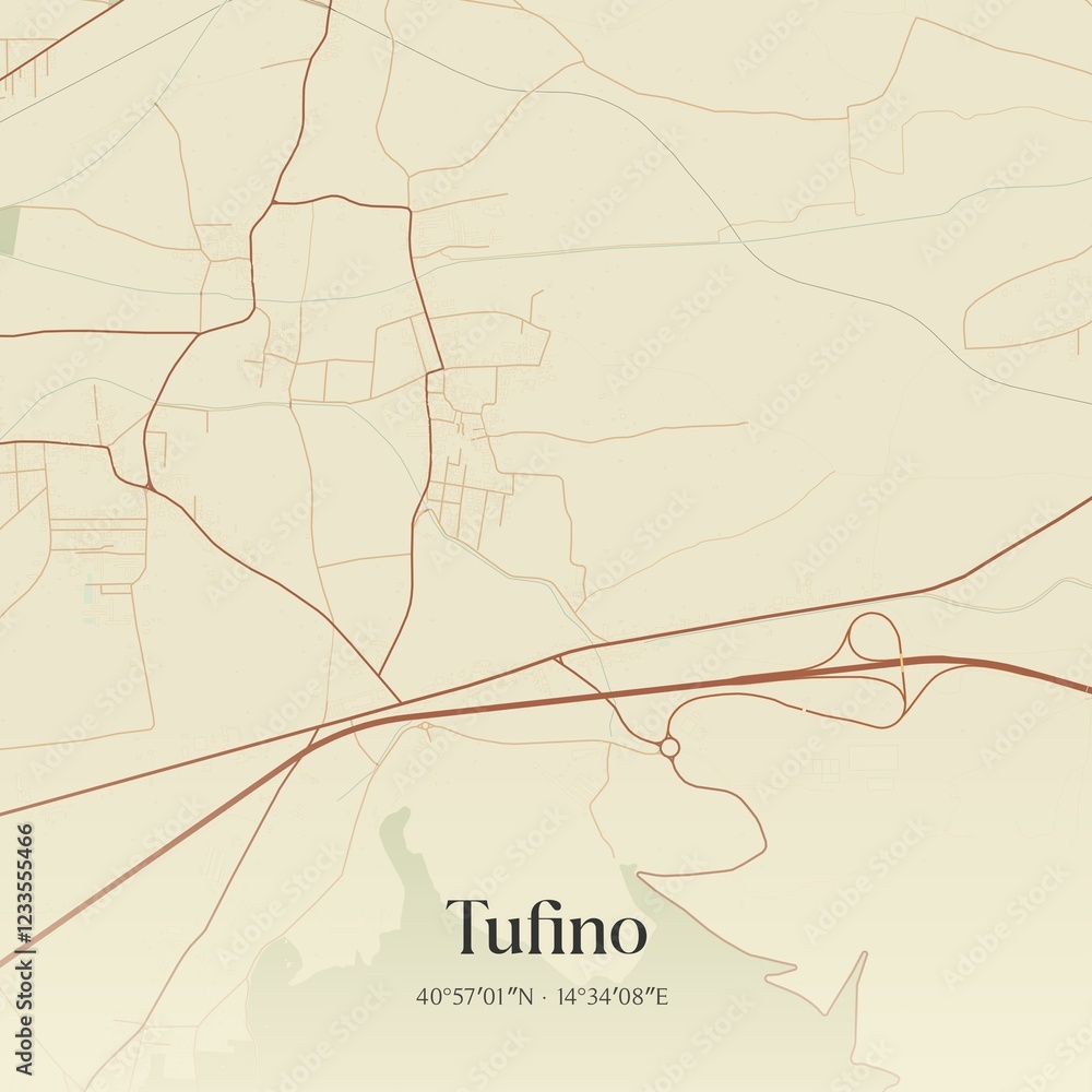 Fototapeta premium Vintage map of Tufino, Italy.