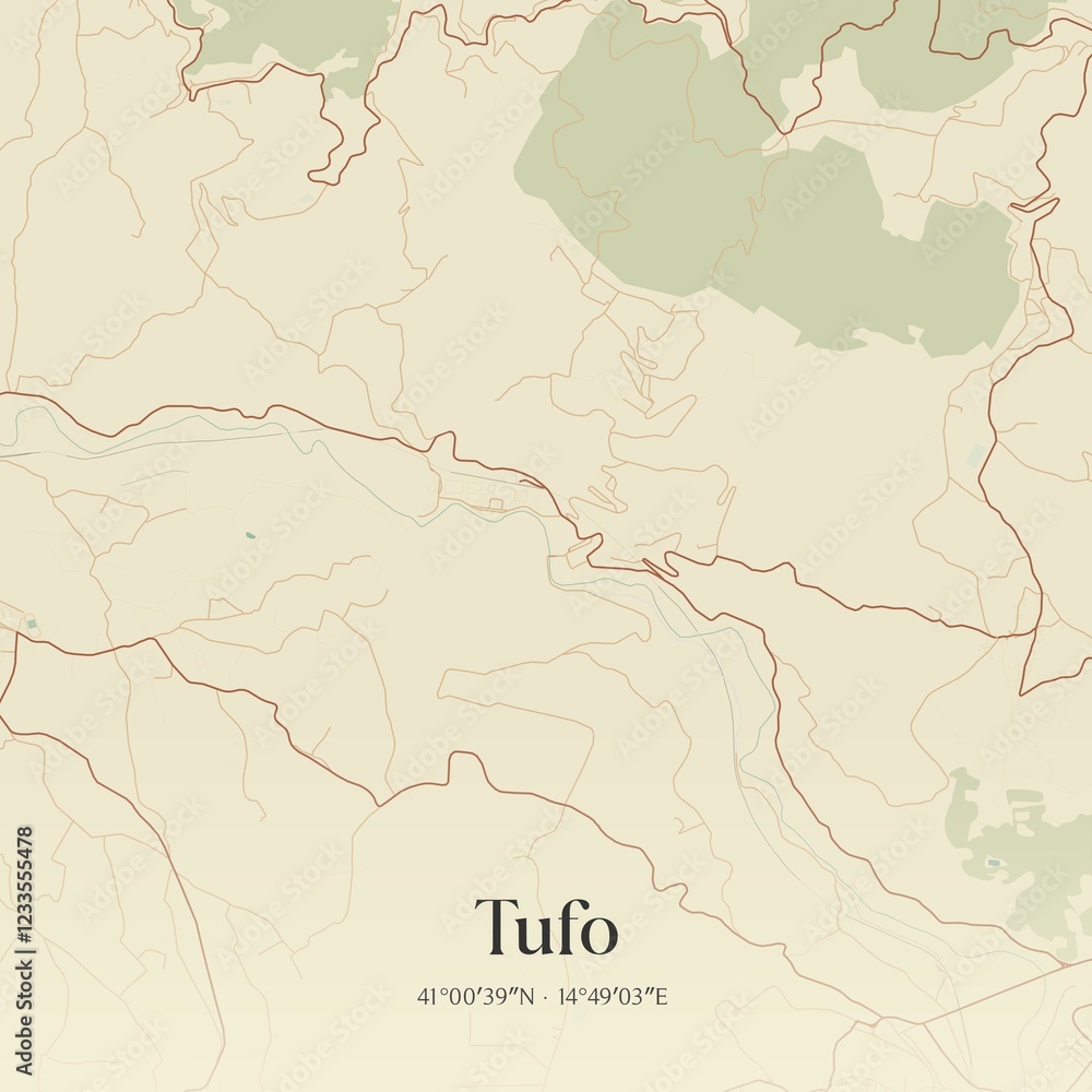 Obraz premium Vintage map of Tufo, Italy.