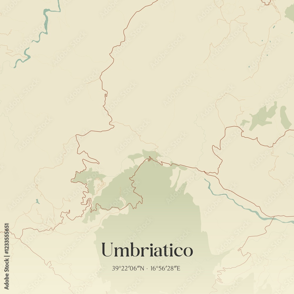 Obraz premium Vintage map of Umbriatico, Italy.