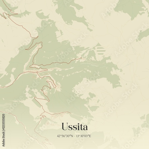 Vintage map of Ussita, Italy. photo