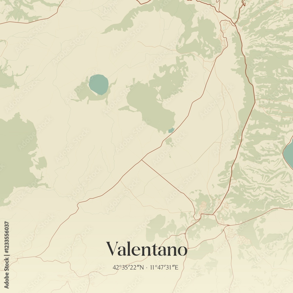 Obraz premium Vintage map of Valentano, Italy.