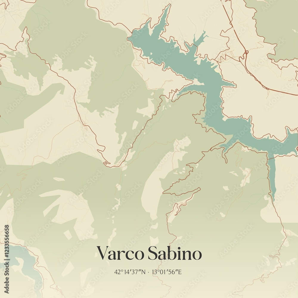 Obraz premium Vintage map of Varco Sabino, Italy.