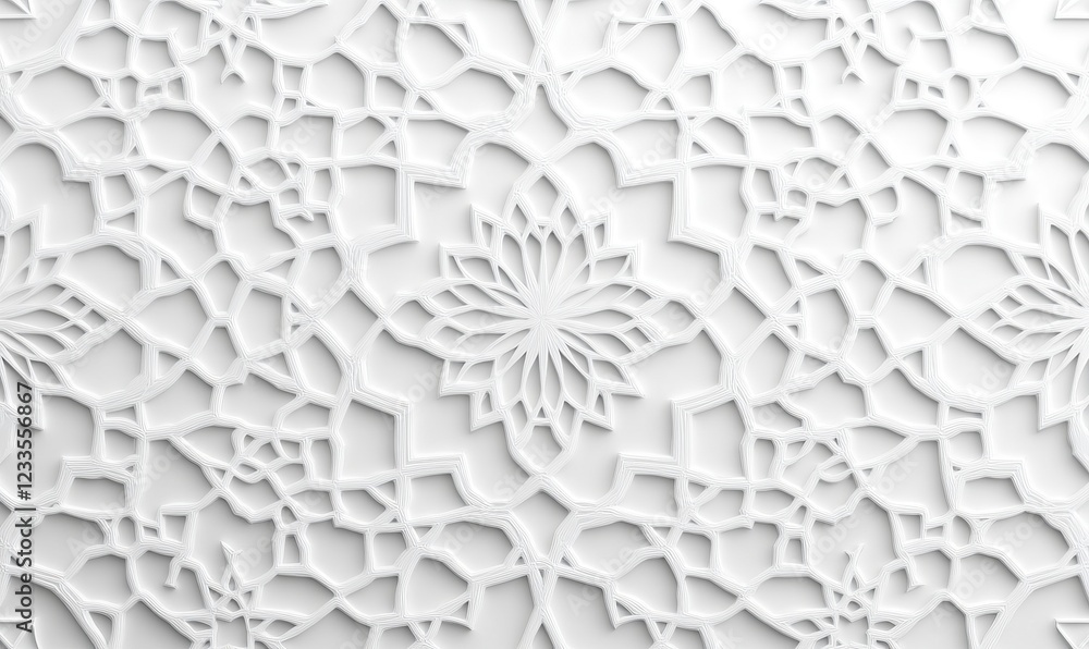 White intricate floral cutout pattern background. White intricate floral cutout pattern background.