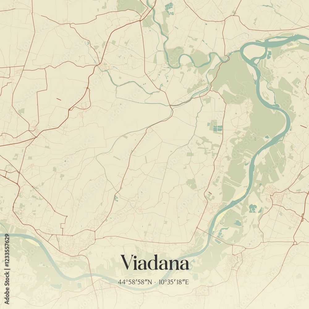 Fototapeta premium Vintage map of Viadana, Italy.