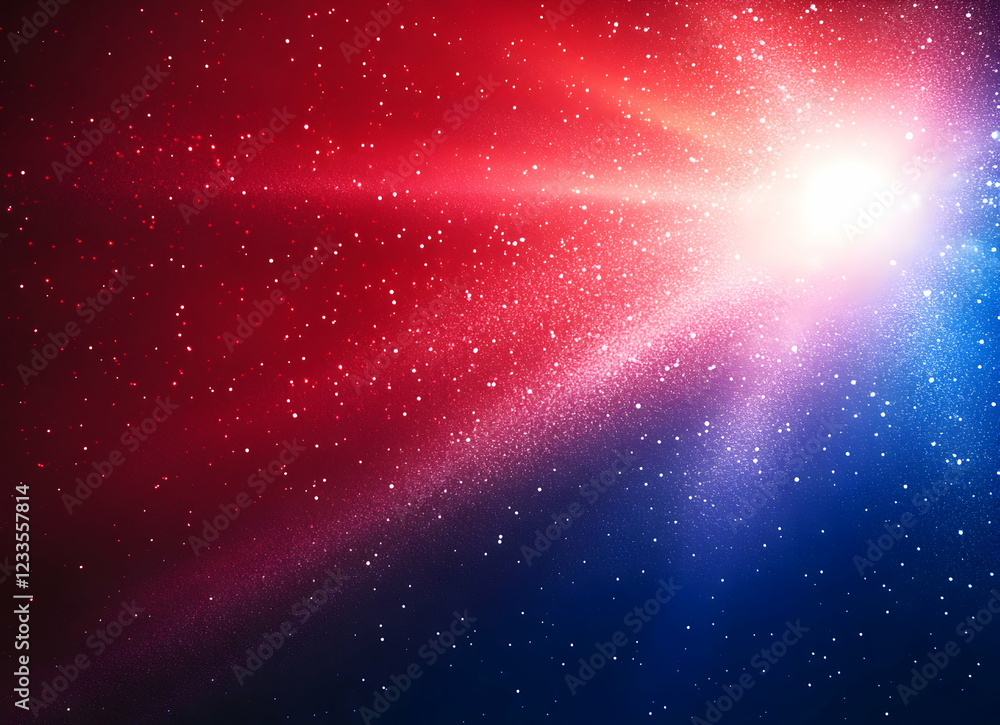 Naklejka premium Cosmic Nebula: A Celestial Symphony of Red and Blue