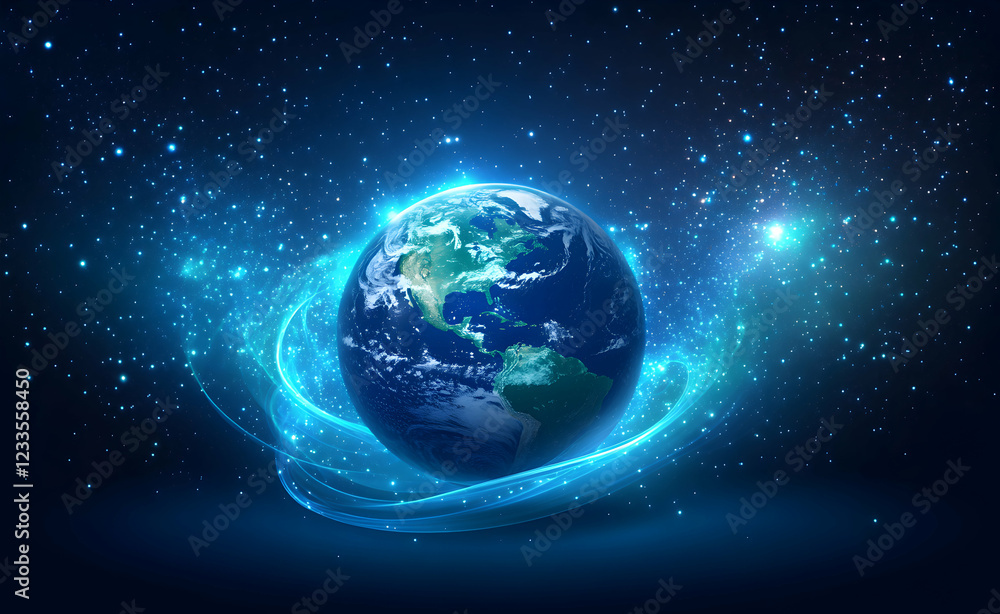 Obraz premium Earth in the Cosmos: A Celestial Portrait