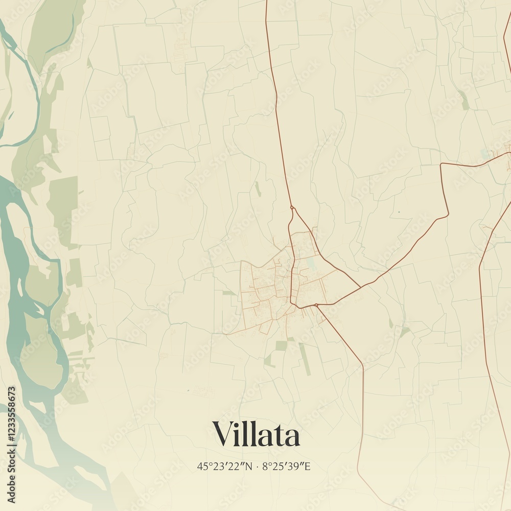 Fototapeta premium Vintage map of Villata, Italy.