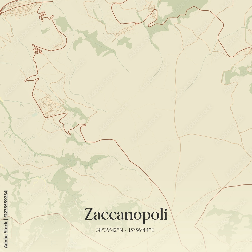 Fototapeta premium Vintage map of Zaccanopoli, Italy.