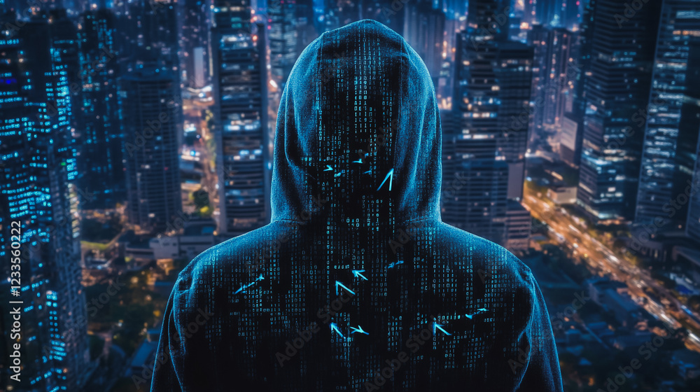 Fototapeta premium Hacker are planning to hack and attack networks and cyber security , innovative Smart city and graphs with statistics to analyze business potential and predict future developments in company growth.