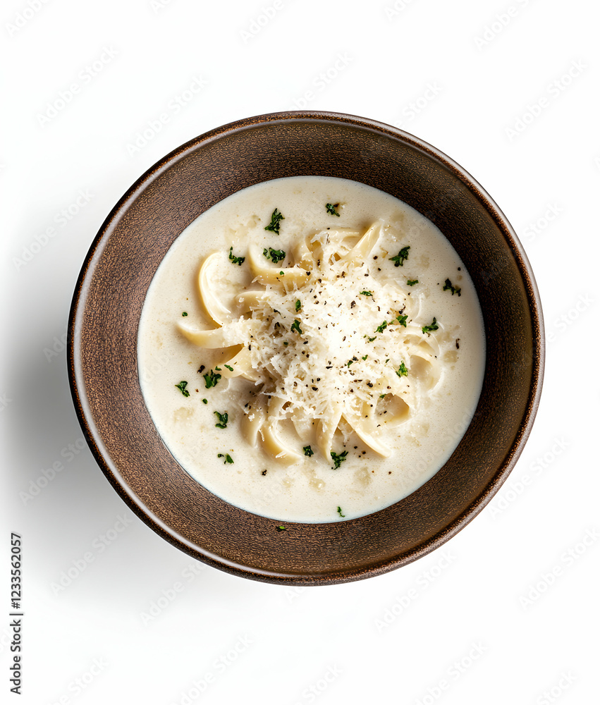 Creamy Pasta in a Brown Bowl: A Delicious Culinary Delight