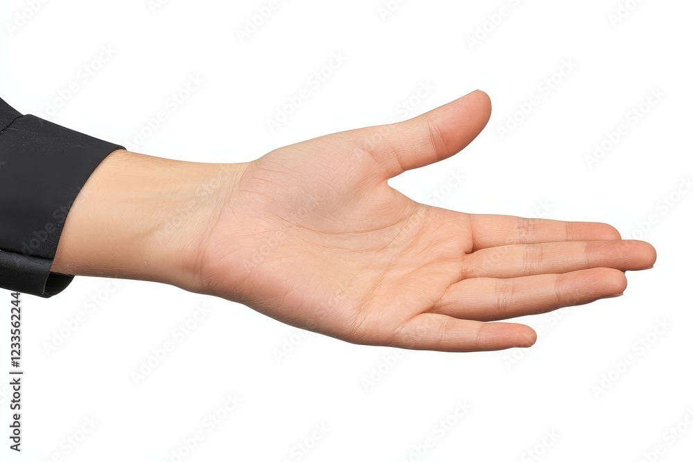 Isolated image of a male hand with palm facing outward. Isolated image of a male hand with palm facing outward.