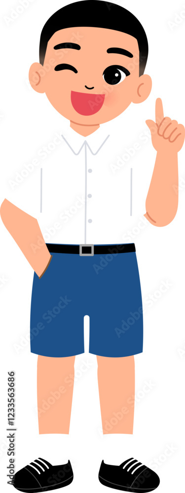 smiling girl wearing Thai high school uniform thinking illustration smiling girl wearing Thai high school uniform thinking illustration