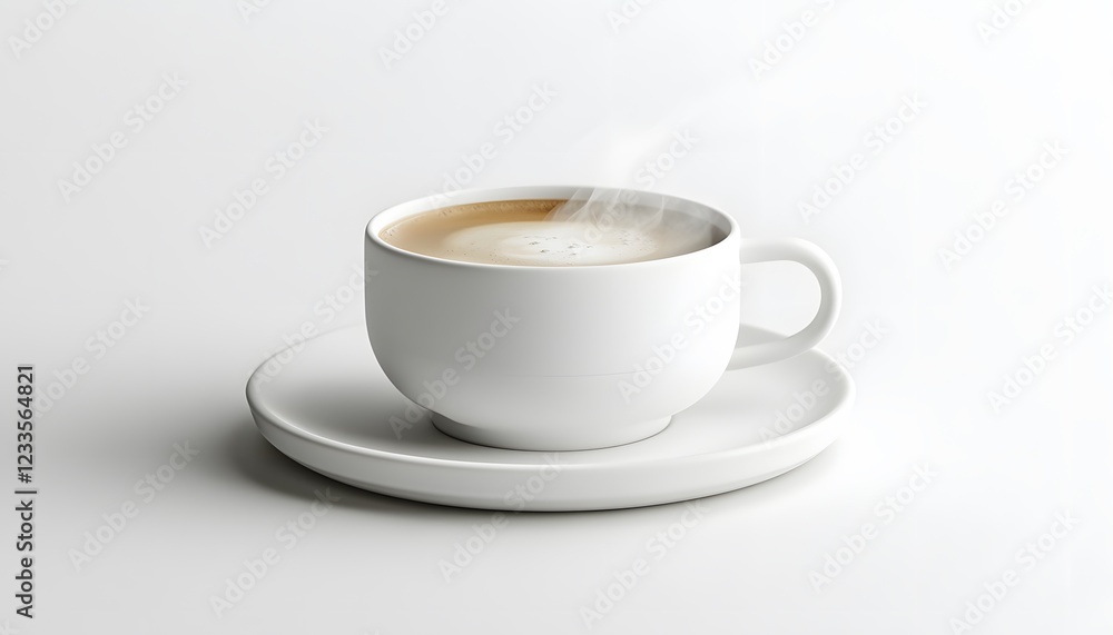 A steaming cup of coffee sits on a saucer A steaming cup of coffee sits on a saucer