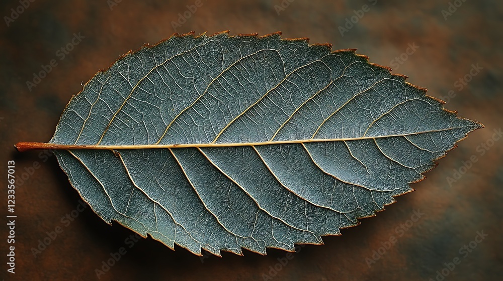 Obraz premium A single leaf showcasing intricate vein detail