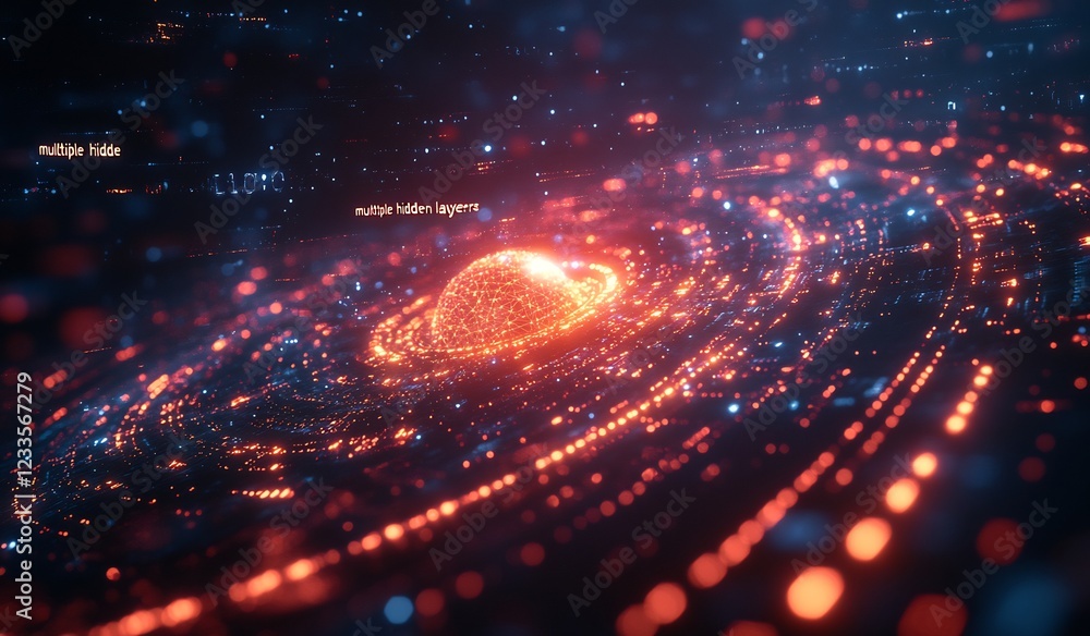 Obraz premium Abstract Digital Galaxy: A mesmerizing visualization of a cosmic nebula, showcasing intricate patterns and vibrant colors of deep space.