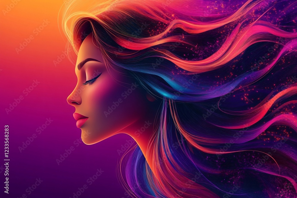 Vibrant portrait of a strong woman with flowing hair, ideal for Women's History Month campaigns, Women's Day banners, or feminist events, promoting empowerment and equality. Vibrant portrait of a strong woman with flowing hair, ideal for Women's History Month campaigns, Women's Day banners, or feminist events, promoting empowerment and equality.