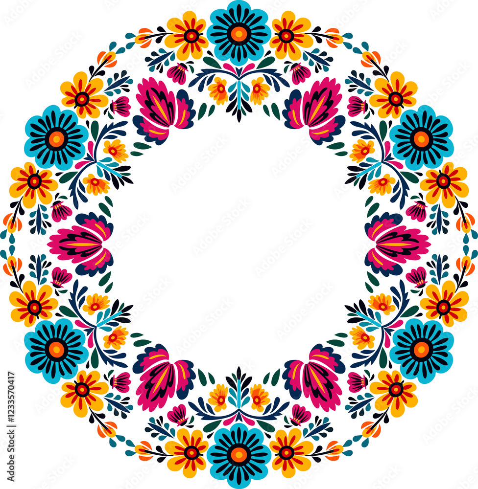 Fototapeta premium Traditional flower embroidery frame 