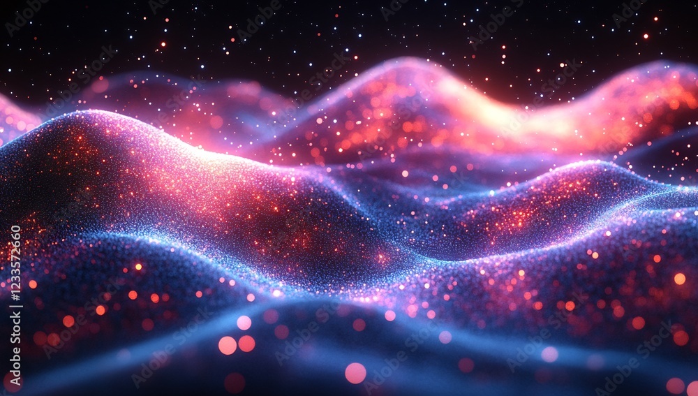 Abstract Glowing Particle Waves: A Digital Dreamscape Abstract Glowing Particle Waves: A Digital Dreamscape
