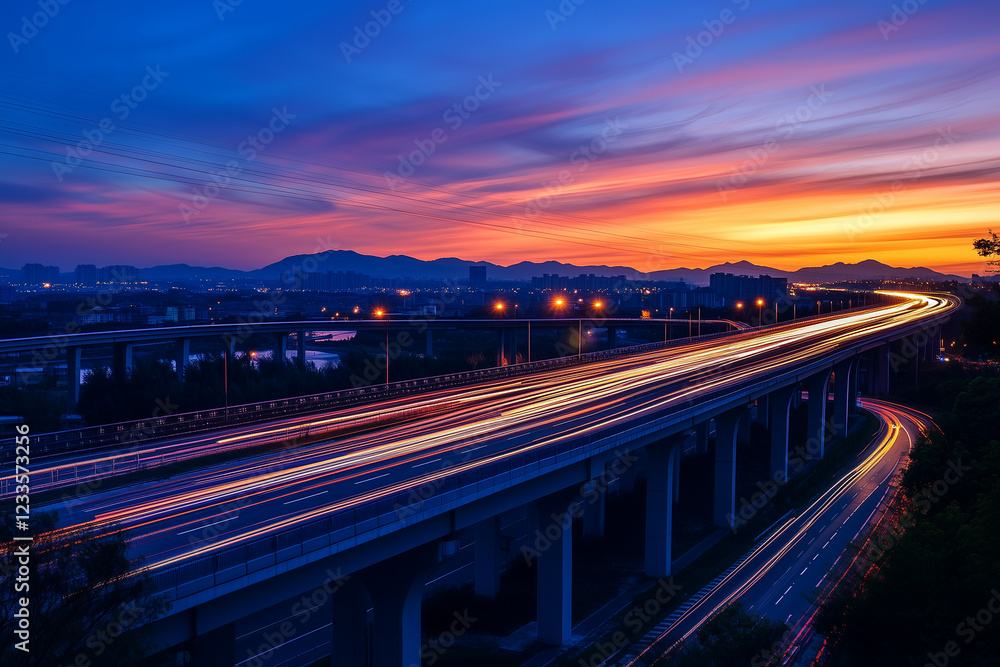Fototapeta premium traffic on highway at night
