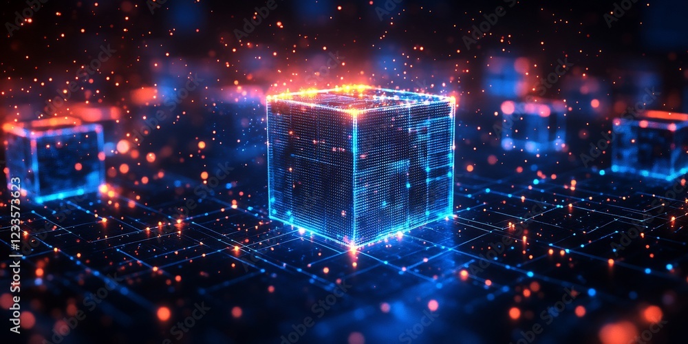 Obraz premium Digital Cubes: Network Data Visualization