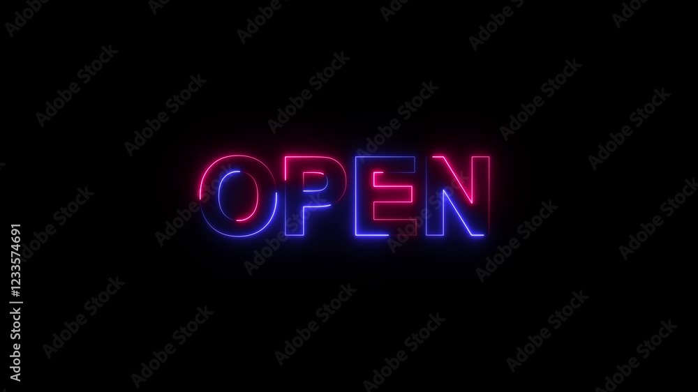 Animated neon open icon. Open Sign Line Icon motion graphics. glowing Outline Symbol 4k video footage. Animated neon open icon. Open Sign Line Icon motion graphics. glowing Outline Symbol 4k video footage.